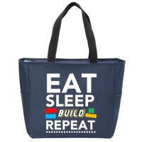 Sleep Eat Build Repeat Building Blocks Bricks Master Builder Zip Tote Bag