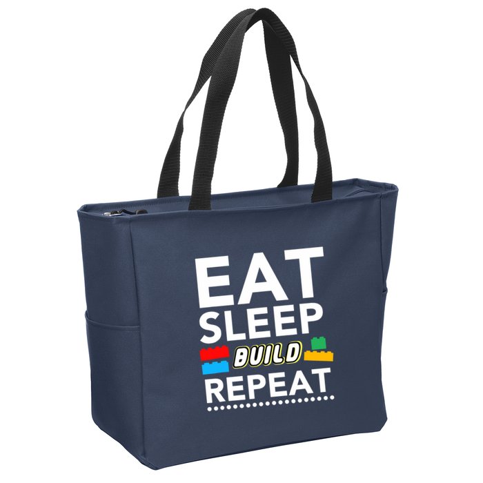 Sleep Eat Build Repeat Building Blocks Bricks Master Builder Zip Tote Bag