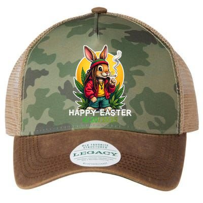 Stoned Easter bunny with joint 420 Marijuana Easter 420 Legacy Tie Dye Trucker Hat