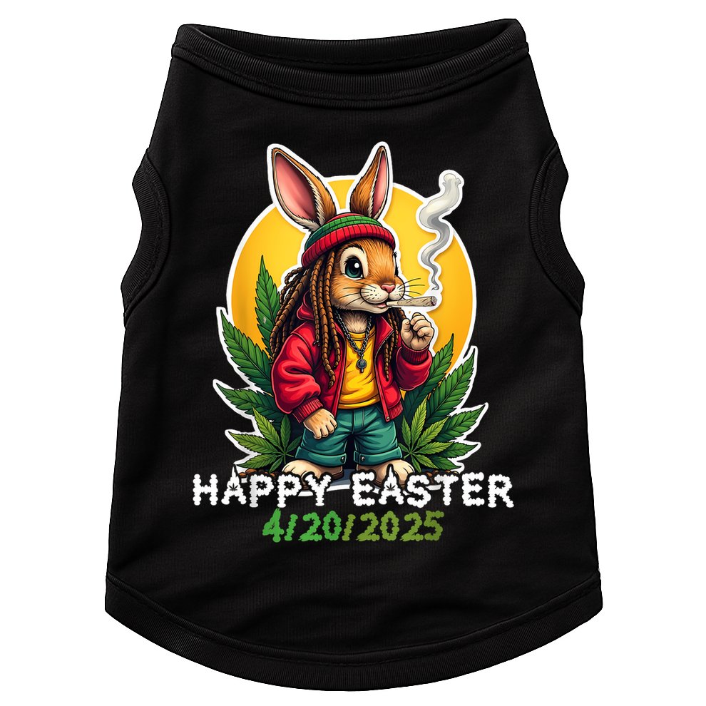 Stoned Easter bunny with joint 420 Marijuana Easter 420 Doggie Tank