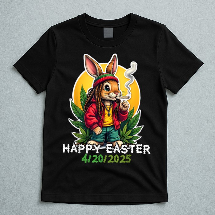 Stoned Easter bunny with joint 420 Marijuana Easter 420 T-Shirt