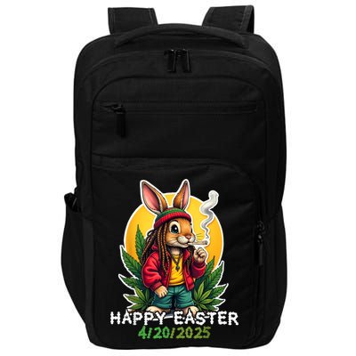 Stoned Easter bunny with joint 420 Marijuana Easter 420 Impact Tech Backpack