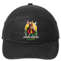 Stoned Easter bunny with joint 420 Marijuana Easter 420 7-Panel Snapback Hat