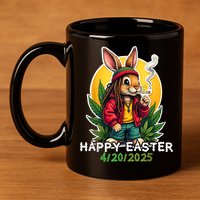 Stoned Easter bunny with joint 420 Marijuana Easter 420 11oz C Handle Ceramic Mug