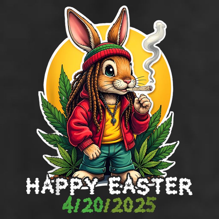 Stoned Easter bunny with joint 420 Marijuana Easter 420 Beanie