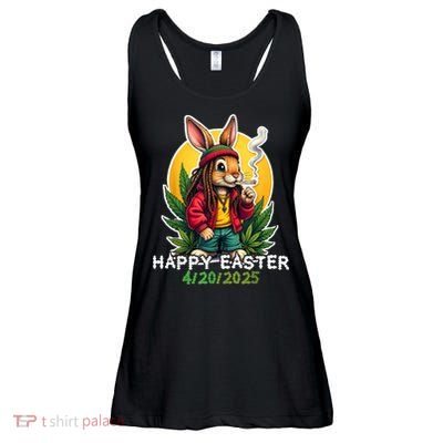 Stoned Easter bunny with joint 420 Marijuana Easter 420 Ladies Essential Flowy Tank