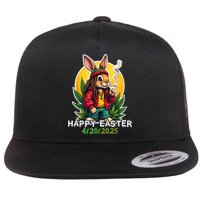 Stoned Easter bunny with joint 420 Marijuana Easter 420 Flatbill Hat