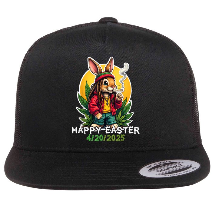 Stoned Easter bunny with joint 420 Marijuana Easter 420 Flatbill Hat