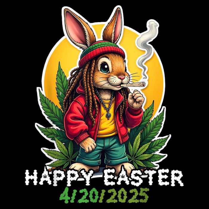 Stoned Easter bunny with joint 420 Marijuana Easter 420 16 in Basic Backpack