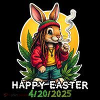 Stoned Easter bunny with joint 420 Marijuana Easter 420 Cooling Performance Long Sleeve Crew