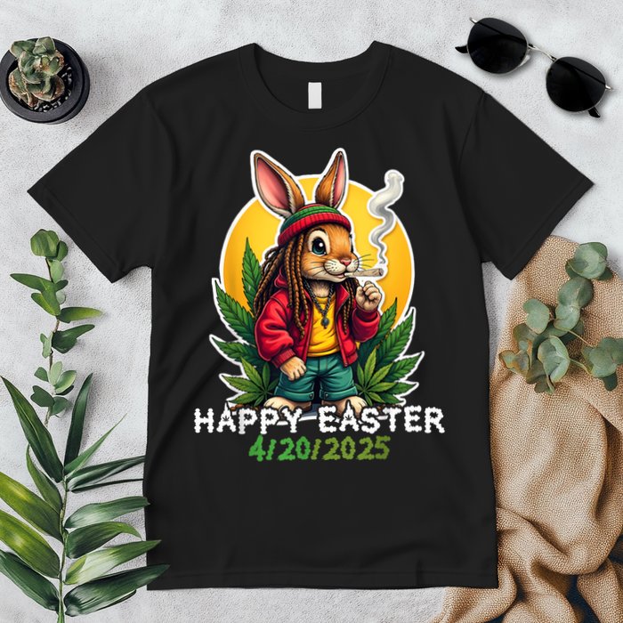 Stoned Easter bunny with joint 420 Marijuana Easter 420 Premium T-Shirt