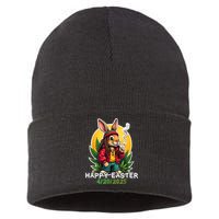 Stoned Easter bunny with joint 420 Marijuana Easter 420 Sustainable Knit Beanie
