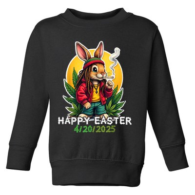 Stoned Easter bunny with joint 420 Marijuana Easter 420 Toddler Sweatshirt