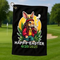 Stoned Easter bunny with joint 420 Marijuana Easter 420 Golf Towel