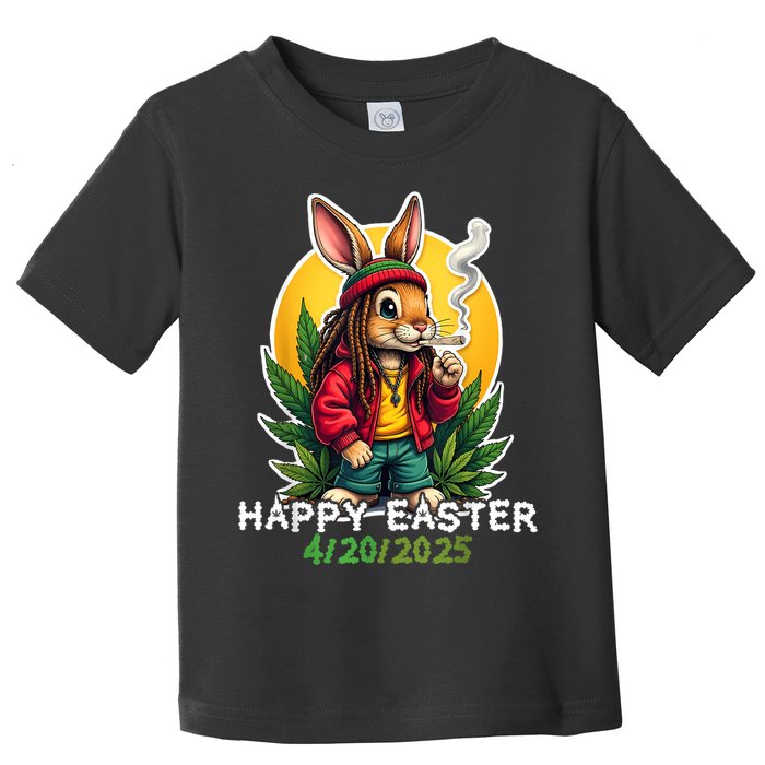 Stoned Easter bunny with joint 420 Marijuana Easter 420 Toddler T-Shirt