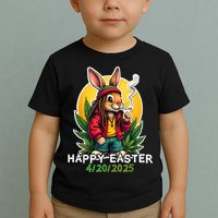 Stoned Easter bunny with joint 420 Marijuana Easter 420 Toddler T-Shirt