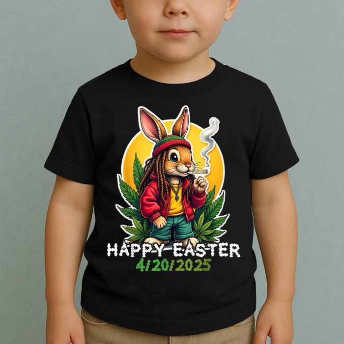 Stoned Easter bunny with joint 420 Marijuana Easter 420 Toddler T-Shirt