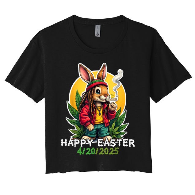 Stoned Easter bunny with joint 420 Marijuana Easter 420 Crop Top