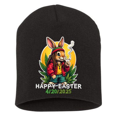 Stoned Easter bunny with joint 420 Marijuana Easter 420 Short Acrylic Beanie