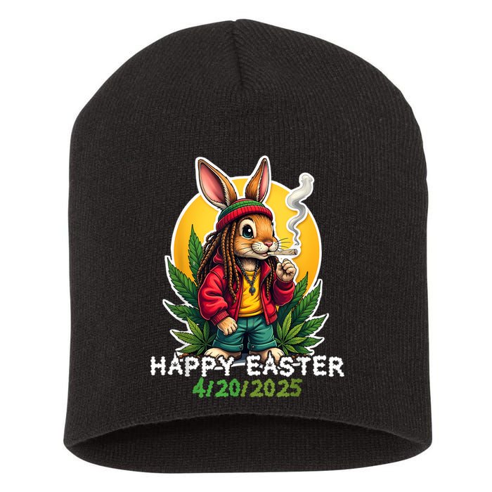 Stoned Easter bunny with joint 420 Marijuana Easter 420 Short Acrylic Beanie