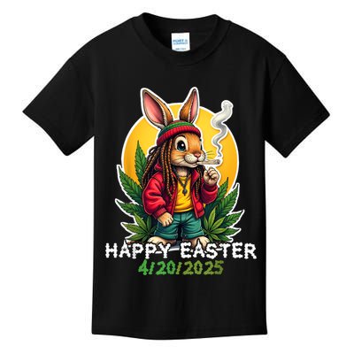 Stoned Easter bunny with joint 420 Marijuana Easter 420 Kids T-Shirt