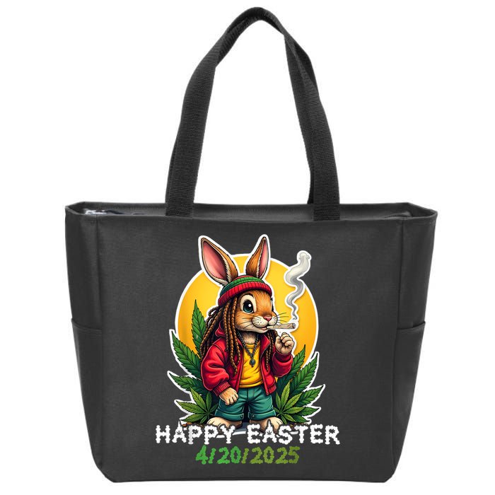 Stoned Easter bunny with joint 420 Marijuana Easter 420 Zip Tote Bag