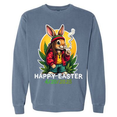 Stoned Easter bunny with joint 420 Marijuana Easter 420 Garment-Dyed Sweatshirt