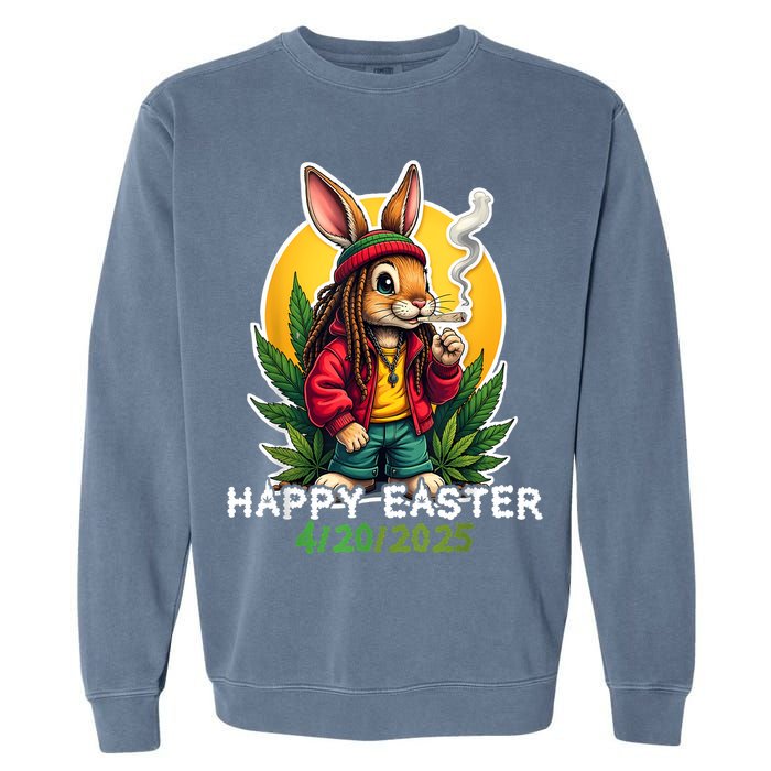 Stoned Easter bunny with joint 420 Marijuana Easter 420 Garment-Dyed Sweatshirt