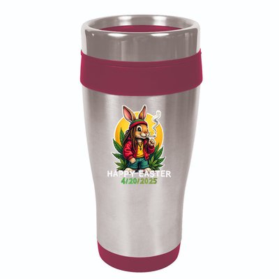 Stoned Easter bunny with joint 420 Marijuana Easter 420 16oz Travel Tumbler