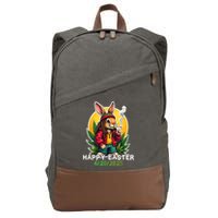 Stoned Easter bunny with joint 420 Marijuana Easter 420 Cotton Canvas Backpack