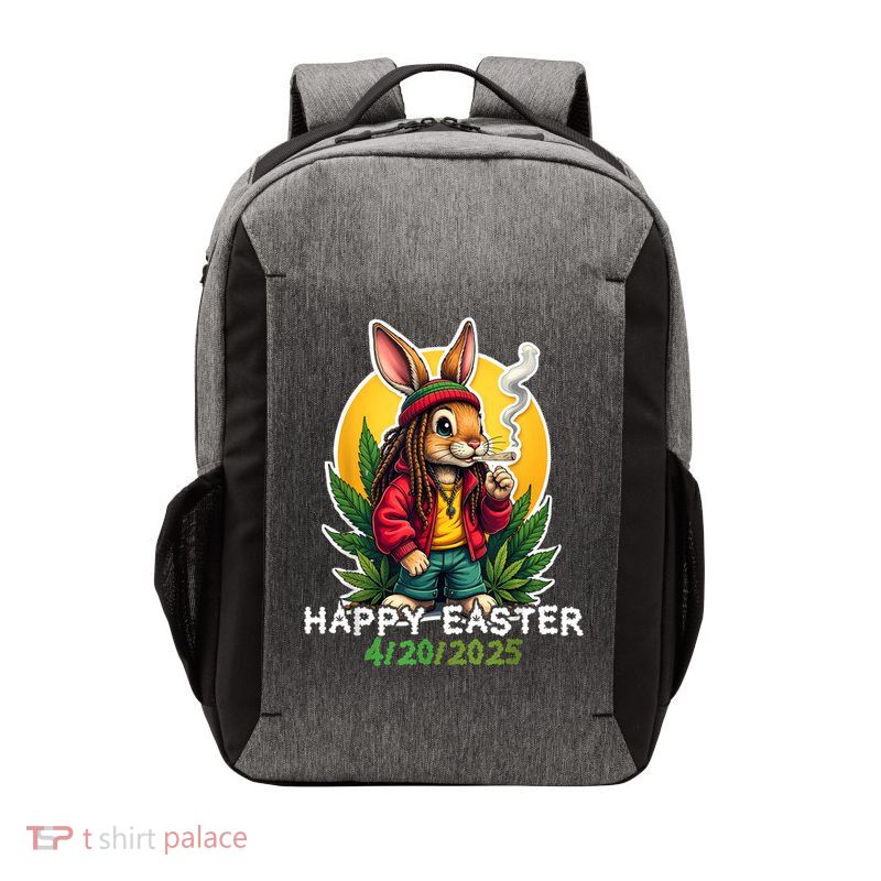 Stoned Easter bunny with joint 420 Marijuana Easter 420 Vector Backpack