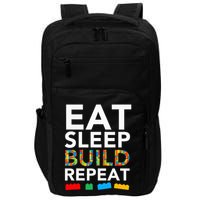 Sleep Eat Build Repeat Building Blocks Bricks Master Builder Impact Tech Backpack