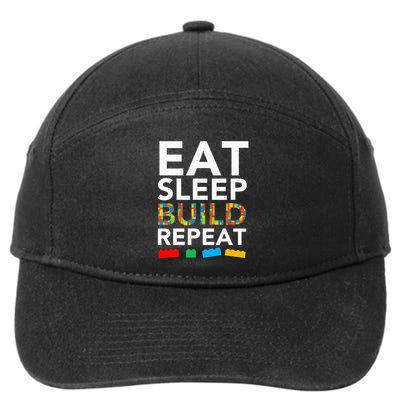Sleep Eat Build Repeat Building Blocks Bricks Master Builder 7-Panel Snapback Hat
