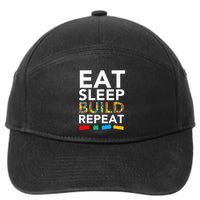 Sleep Eat Build Repeat Building Blocks Bricks Master Builder 7-Panel Snapback Hat