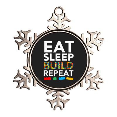 Sleep Eat Build Repeat Building Blocks Bricks Master Builder Metallic Star Ornament