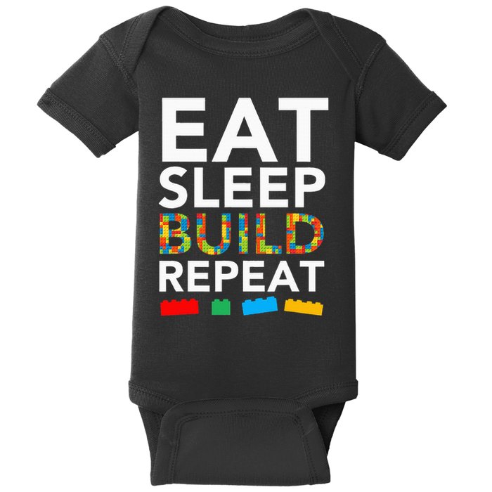Sleep Eat Build Repeat Building Blocks Bricks Master Builder Baby Bodysuit