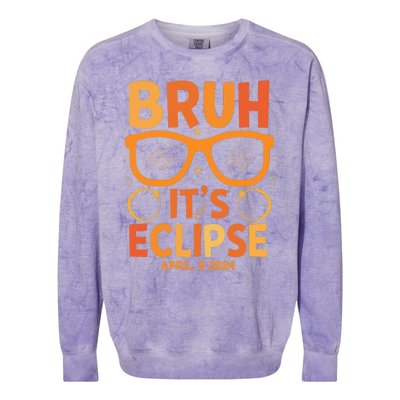 Solar Eclipse Bruh Its Eclipse April 8 2024 Colorblast Crewneck Sweatshirt