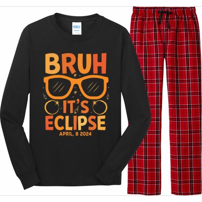 Solar Eclipse Bruh Its Eclipse April 8 2024 Long Sleeve Pajama Set