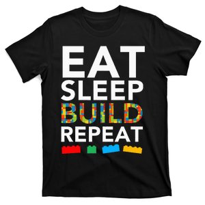 Sleep Eat Build Repeat Building Blocks Bricks Master Builder T-Shirt