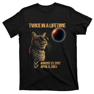 Solar Eclipse Cat Twice In Lifetime 2024 Solar Eclipse T-Shirt