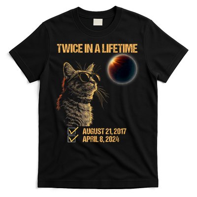 Solar Eclipse Cat Twice In Lifetime 2024 Solar Eclipse T-Shirt
