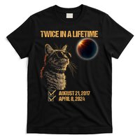 Solar Eclipse Cat Twice In Lifetime 2024 Solar Eclipse T-Shirt