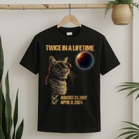 Solar Eclipse Cat Twice In Lifetime 2024 Solar Eclipse T-Shirt