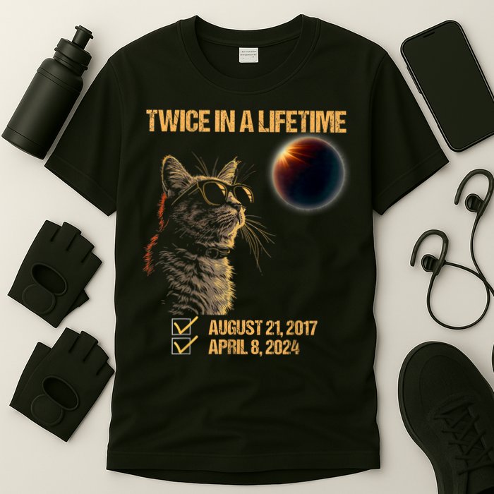 Solar Eclipse Cat Twice In Lifetime 2024 Solar Eclipse T-Shirt