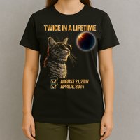 Solar Eclipse Cat Twice In Lifetime 2024 Solar Eclipse T-Shirt