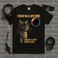 Solar Eclipse Cat Twice In Lifetime 2024 Solar Eclipse T-Shirt