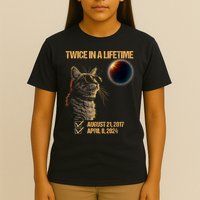 Solar Eclipse Cat Twice In Lifetime 2024 Solar Eclipse T-Shirt