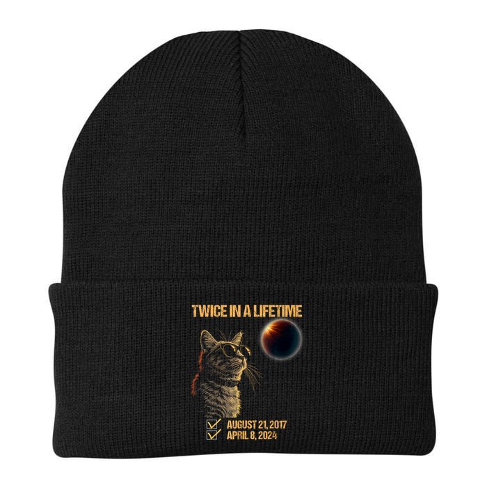 Solar Eclipse Cat Twice In Lifetime 2024 Solar Eclipse Knit Cap Winter Beanie