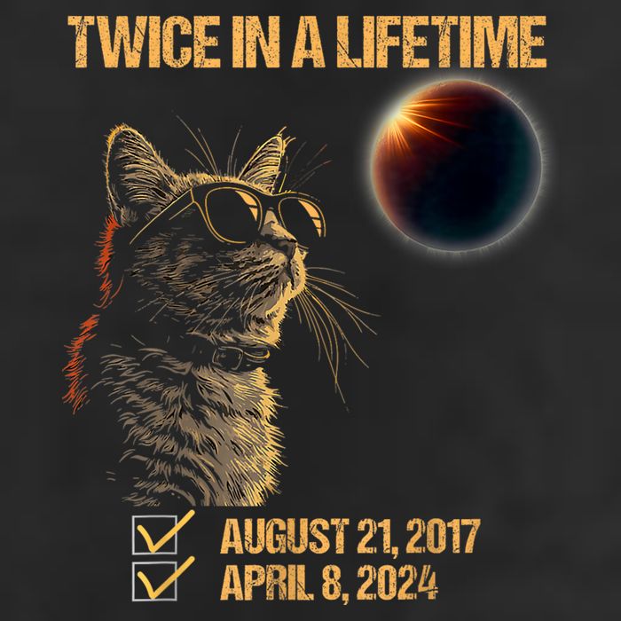 Solar Eclipse Cat Twice In Lifetime 2024 Solar Eclipse Knit Cap Winter Beanie