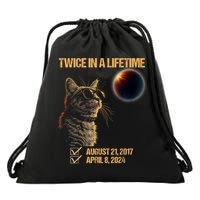 Solar Eclipse Cat Twice In Lifetime 2024 Solar Eclipse Drawstring Bag